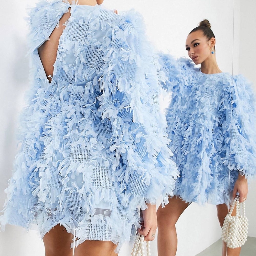 Mini smock dress ,baby blue ,size US 14